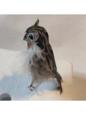 Feathered Owl Bird Figure On Wire Rustic Lodge Cabin Decor Handmade Craft